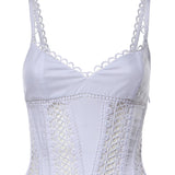 Miniabito Gardenia in voile di cotone e pizzo 261602 WHITE CHARO RUIZ 
