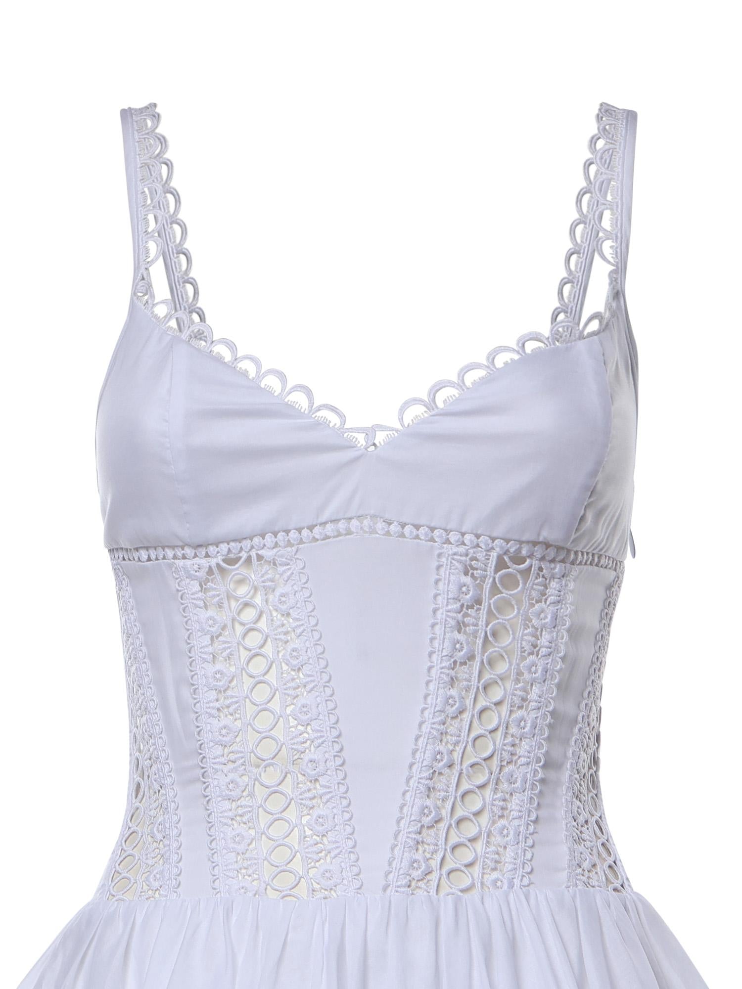 Miniabito Gardenia in voile di cotone e pizzo 261602 WHITE CHARO RUIZ 