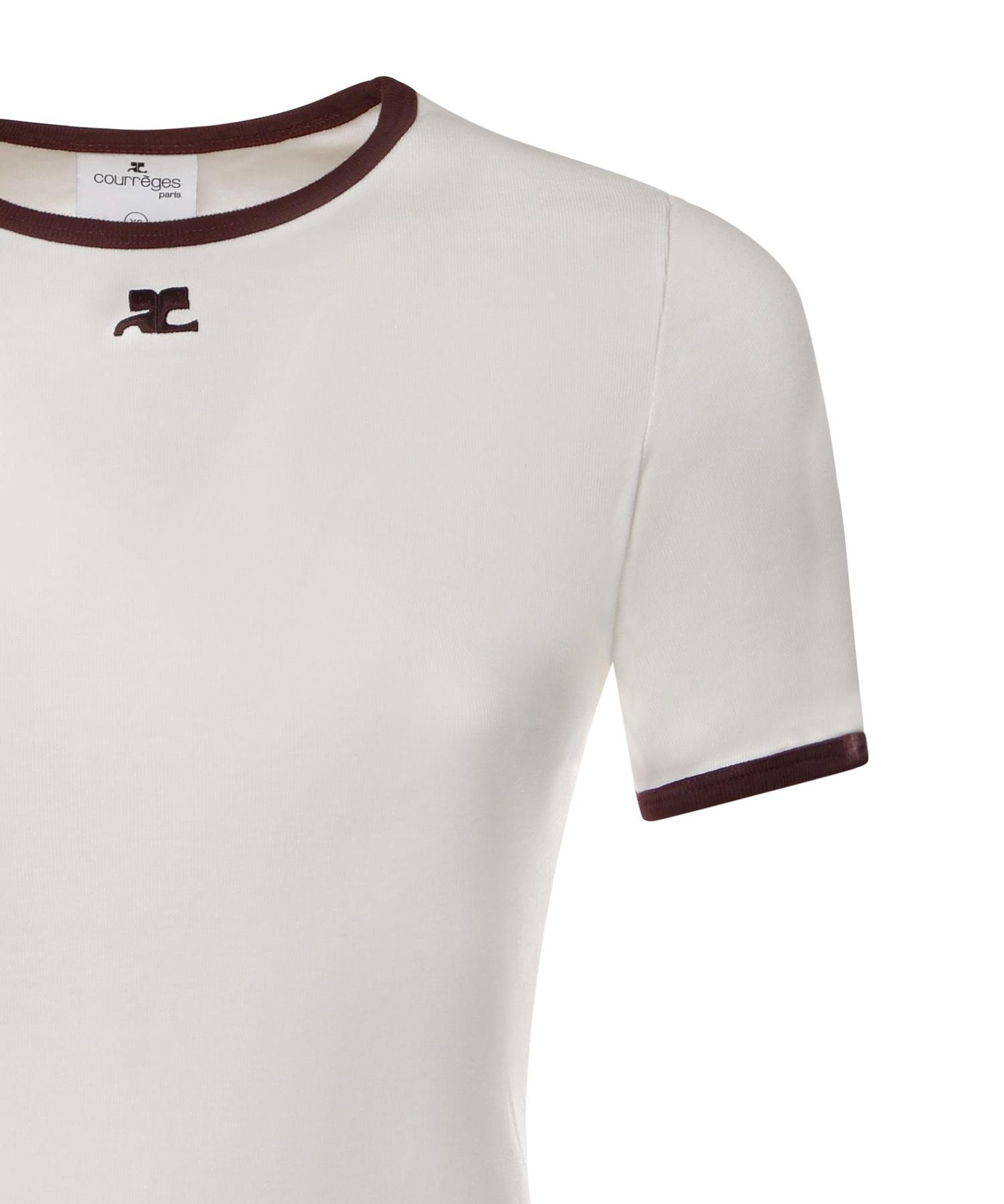 T-shirt in cotone 125JTS0117JS0203 HERITAGEWHITE/BORDEAUX COURREGES 