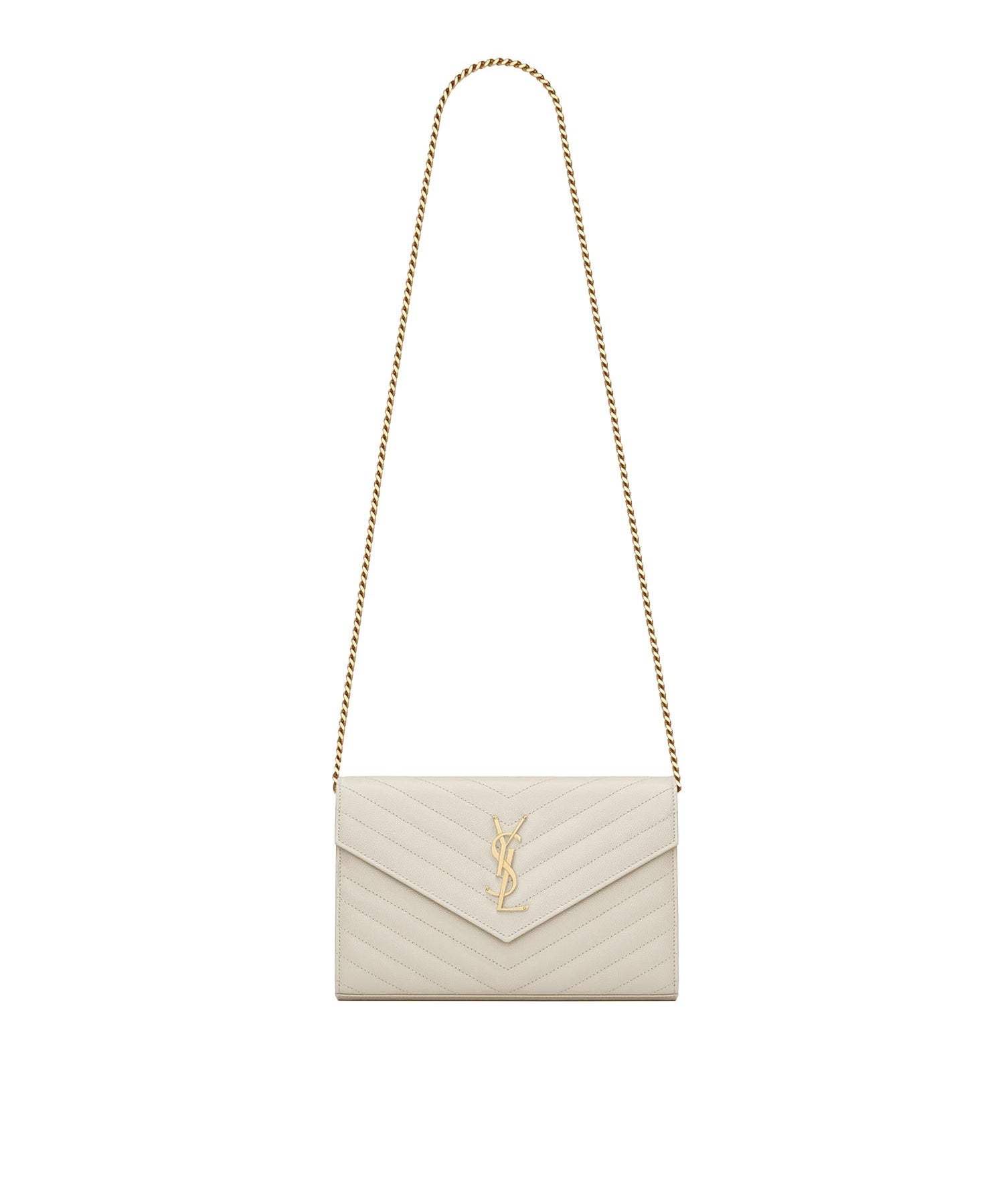 Pochette con catena Cassandre in pelle grain de poudre 377828 BOW019207 SAINT LAURENT 