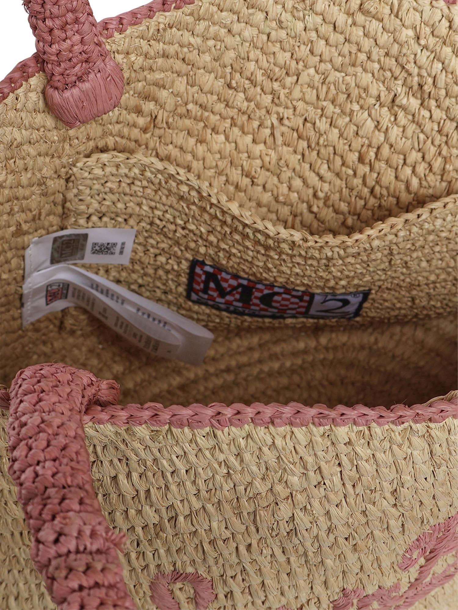 Borsa Marcy in raffia con nappetta e logo MARR001 00415L MC2 SAINT BARTH 