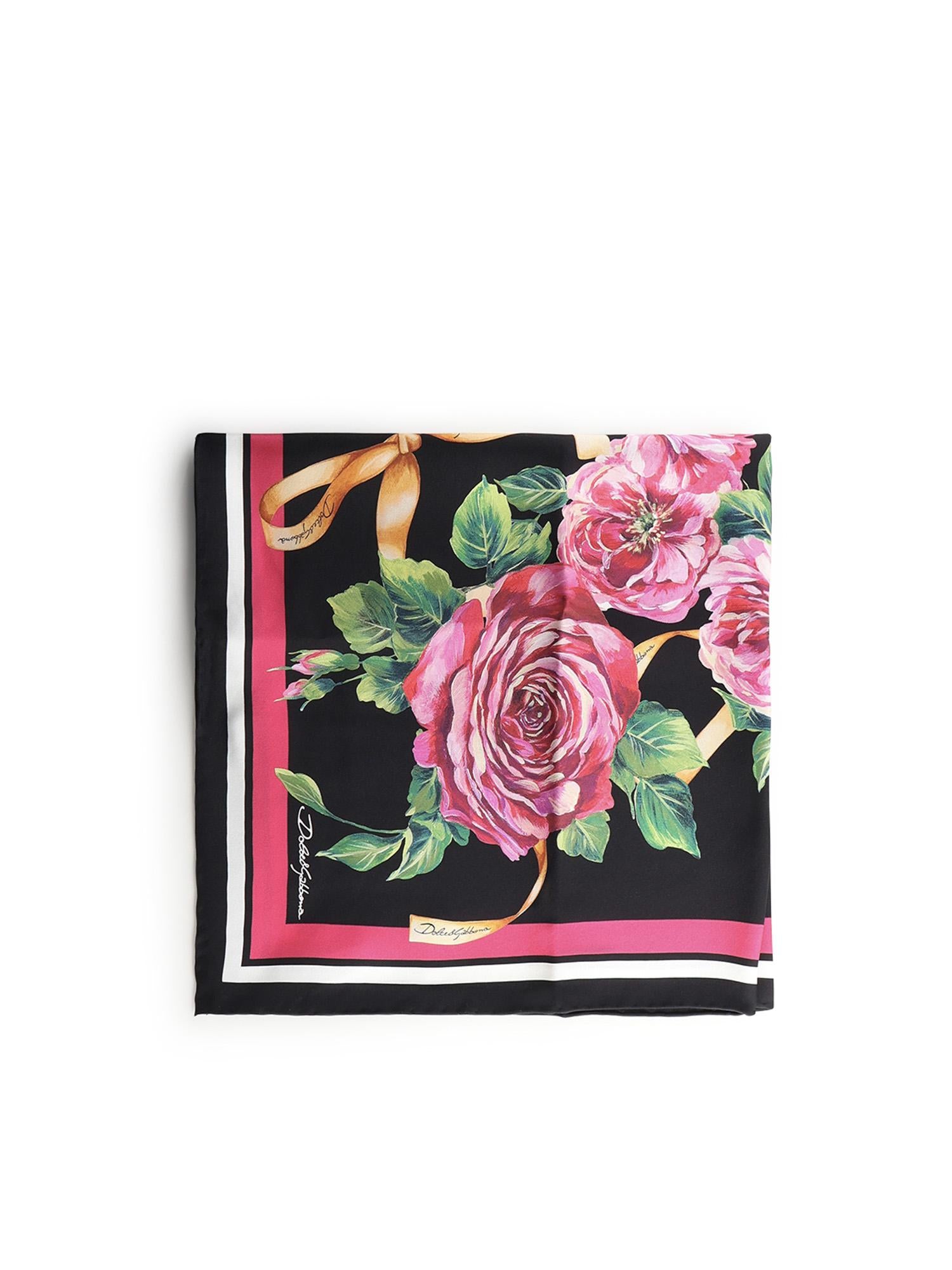 Foulard in twill di seta stampa Rose FN092R GDCUJHD5JA DOLCE & GABBANA 