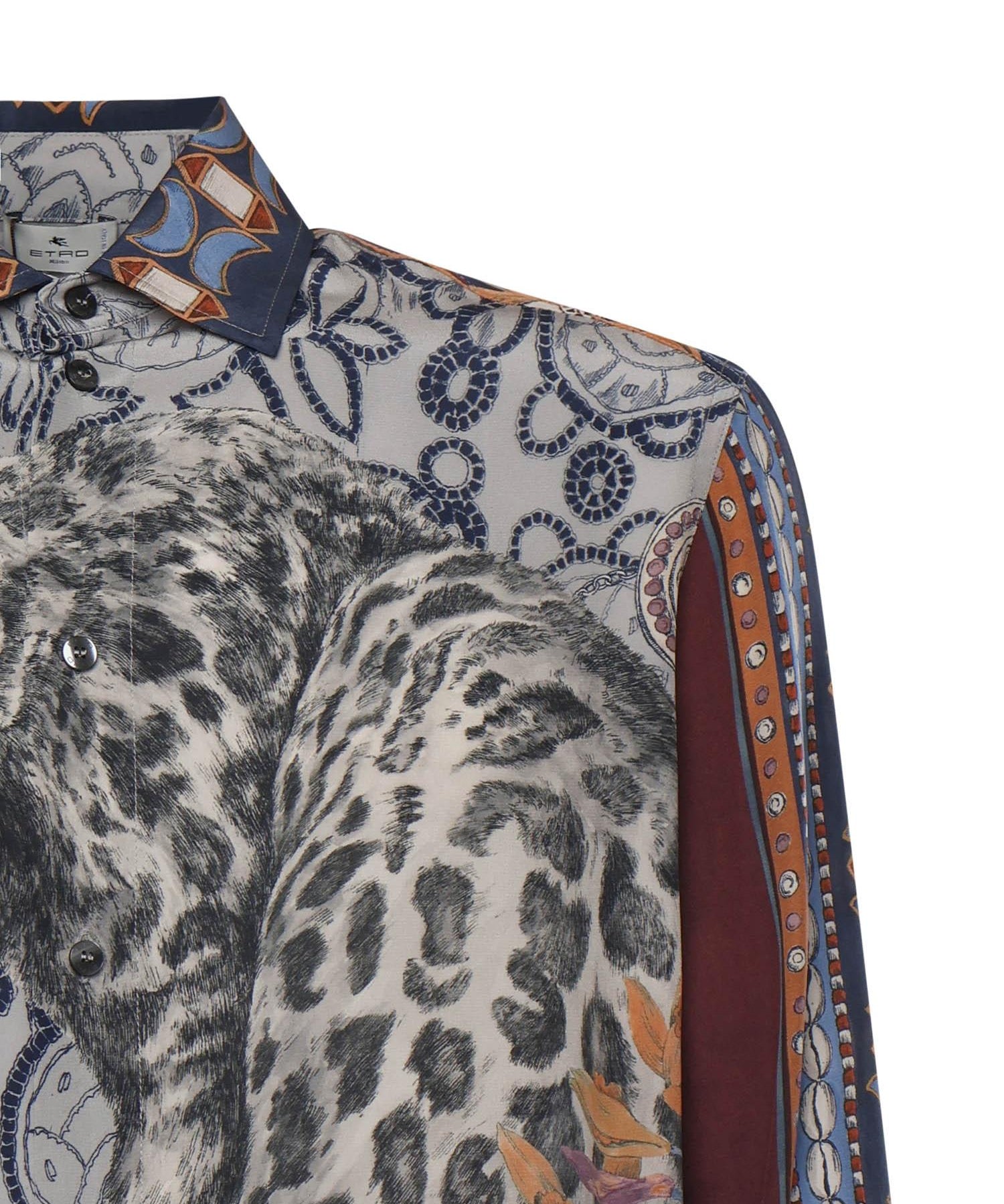 Camicia in seta con stampa piazzata leopardo MRIC0071 AKF11X0880 ETRO 