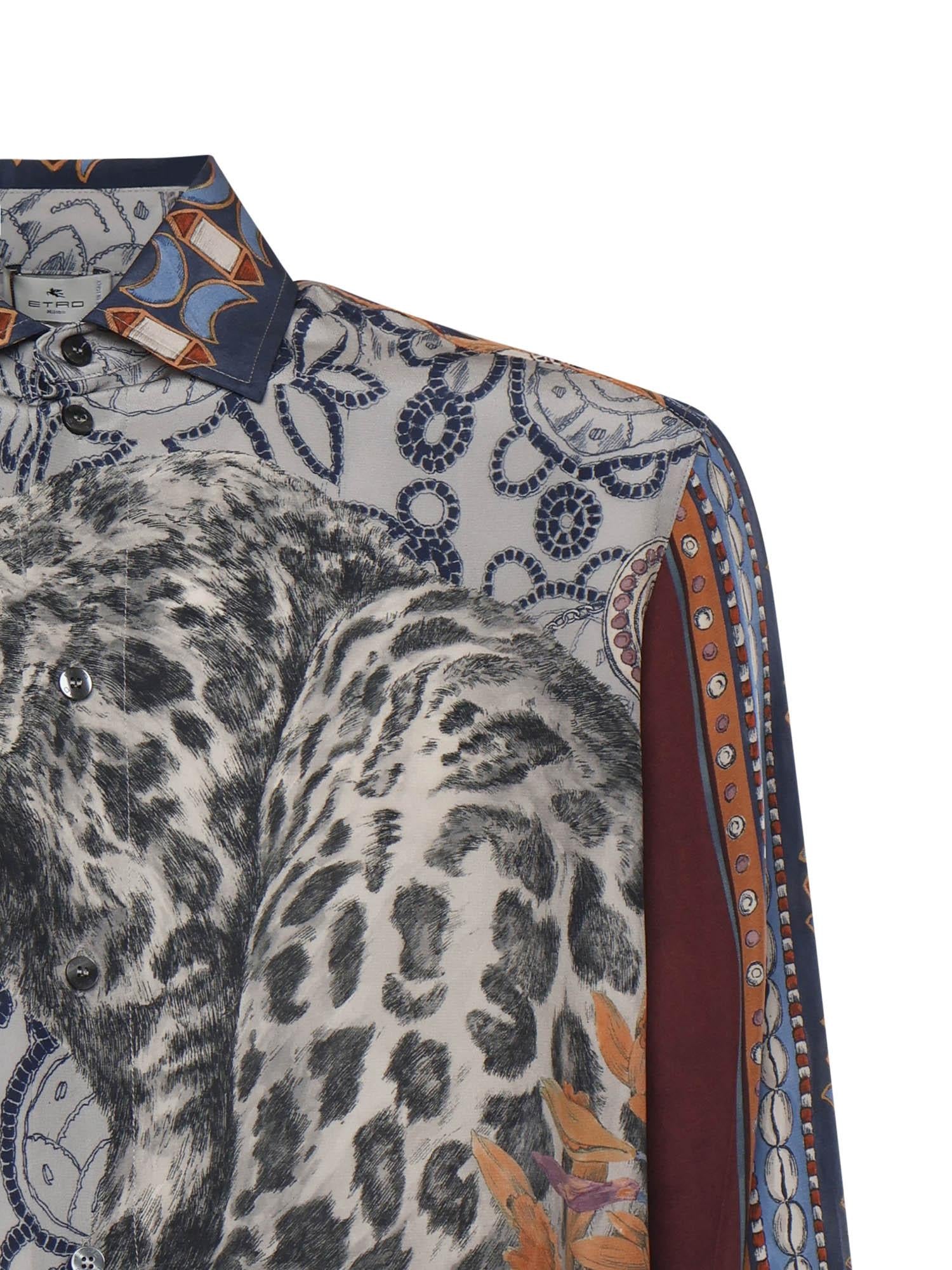 Camicia in seta con stampa piazzata leopardo MRIC0071 AKF11X0880 ETRO 