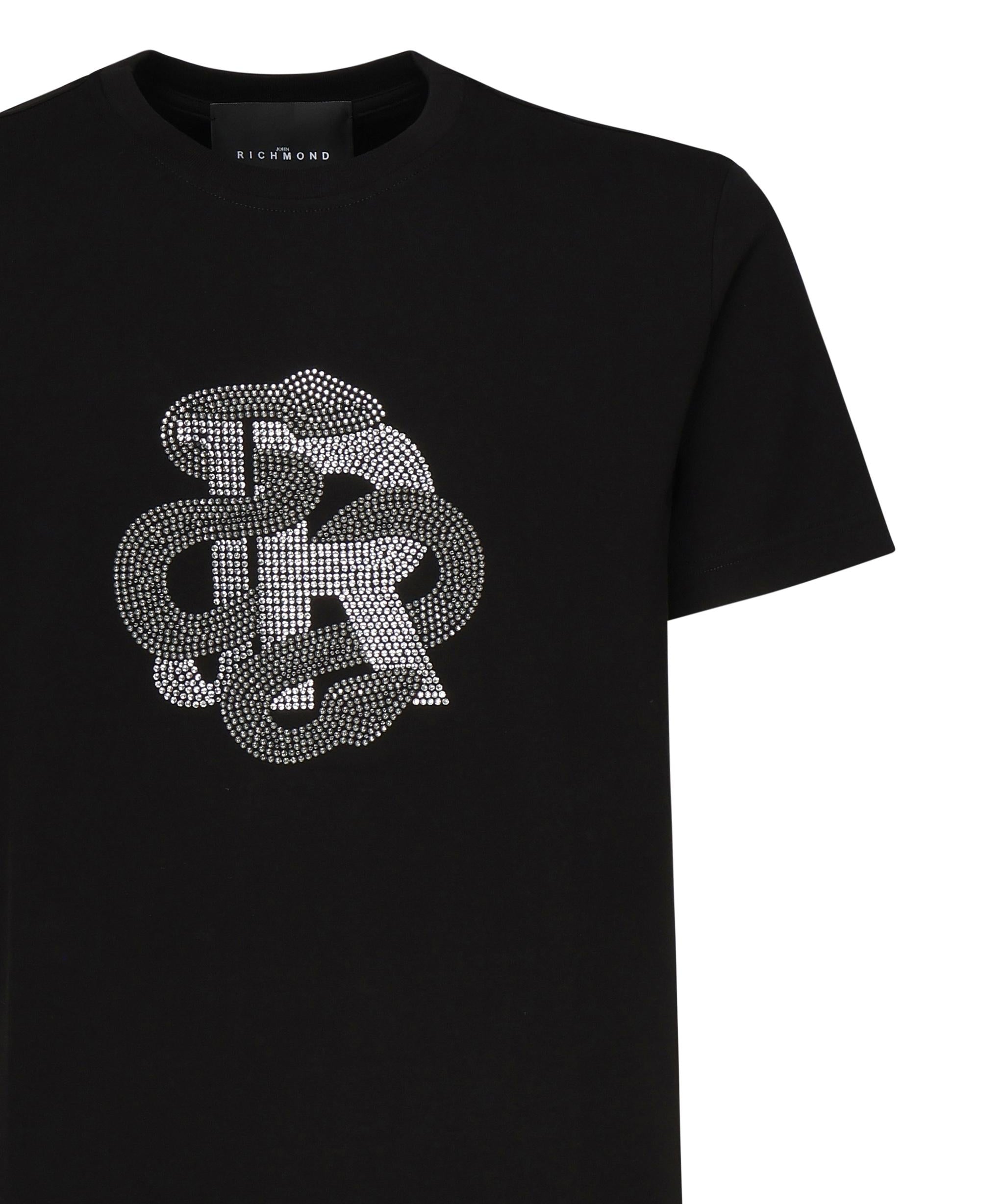 T-shirt con logo strass RMP25481TS BLACK JOHN RICHMOND 