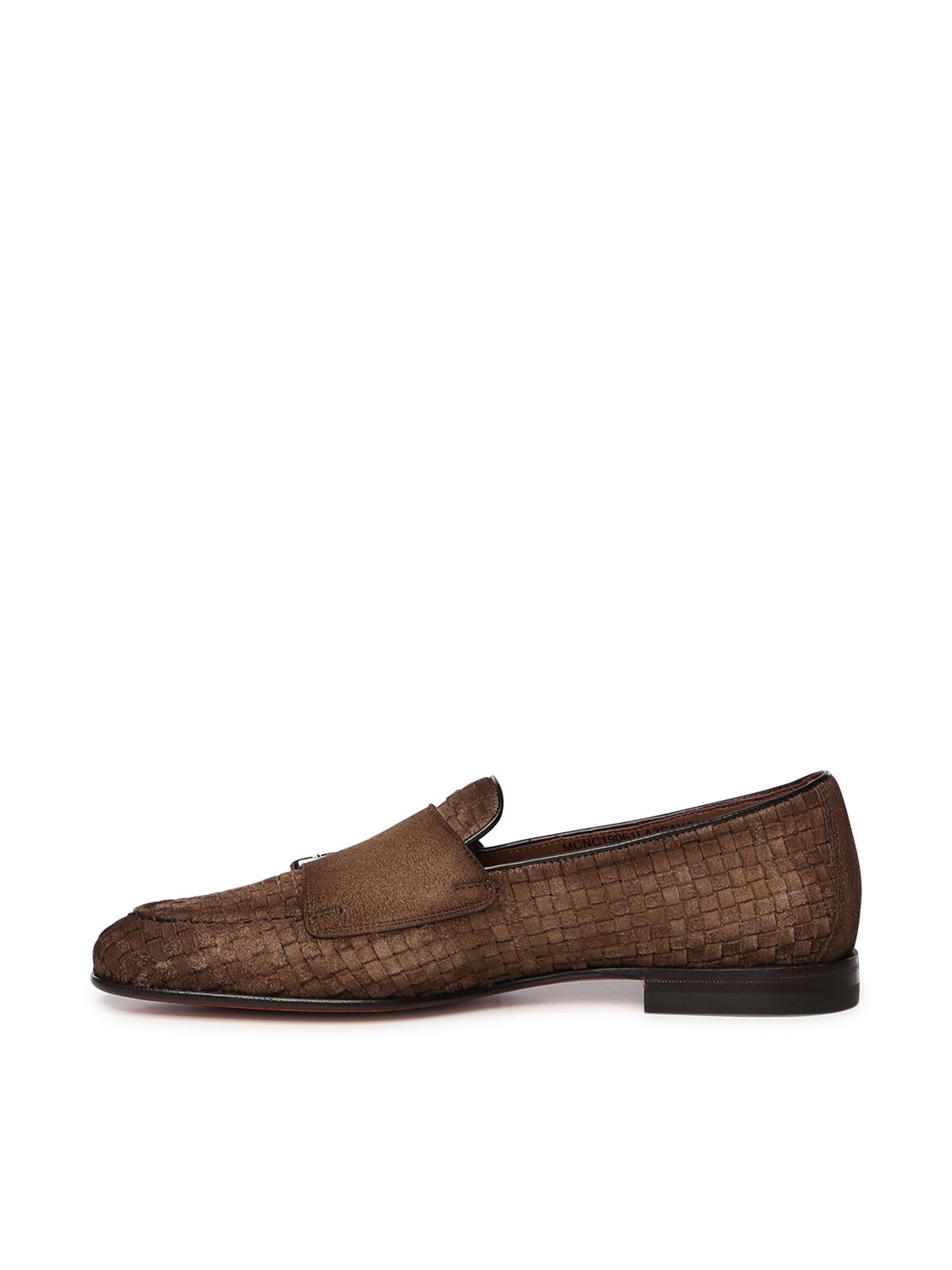 Mocassino con doppia fibbia in suede intrecciato MCNC19061LA3S AYCM21 SANTONI 