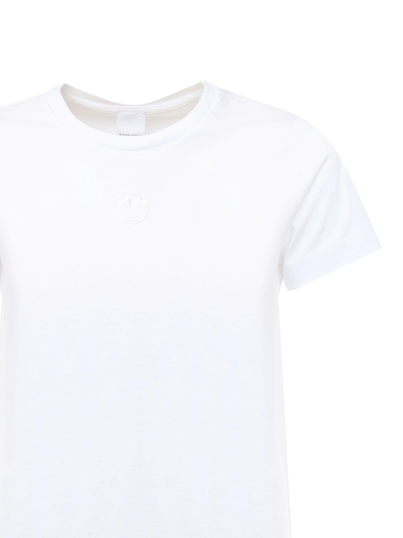 T-shirt maniche corte logo ricamato 100355 A2HNZ04 PINKO 