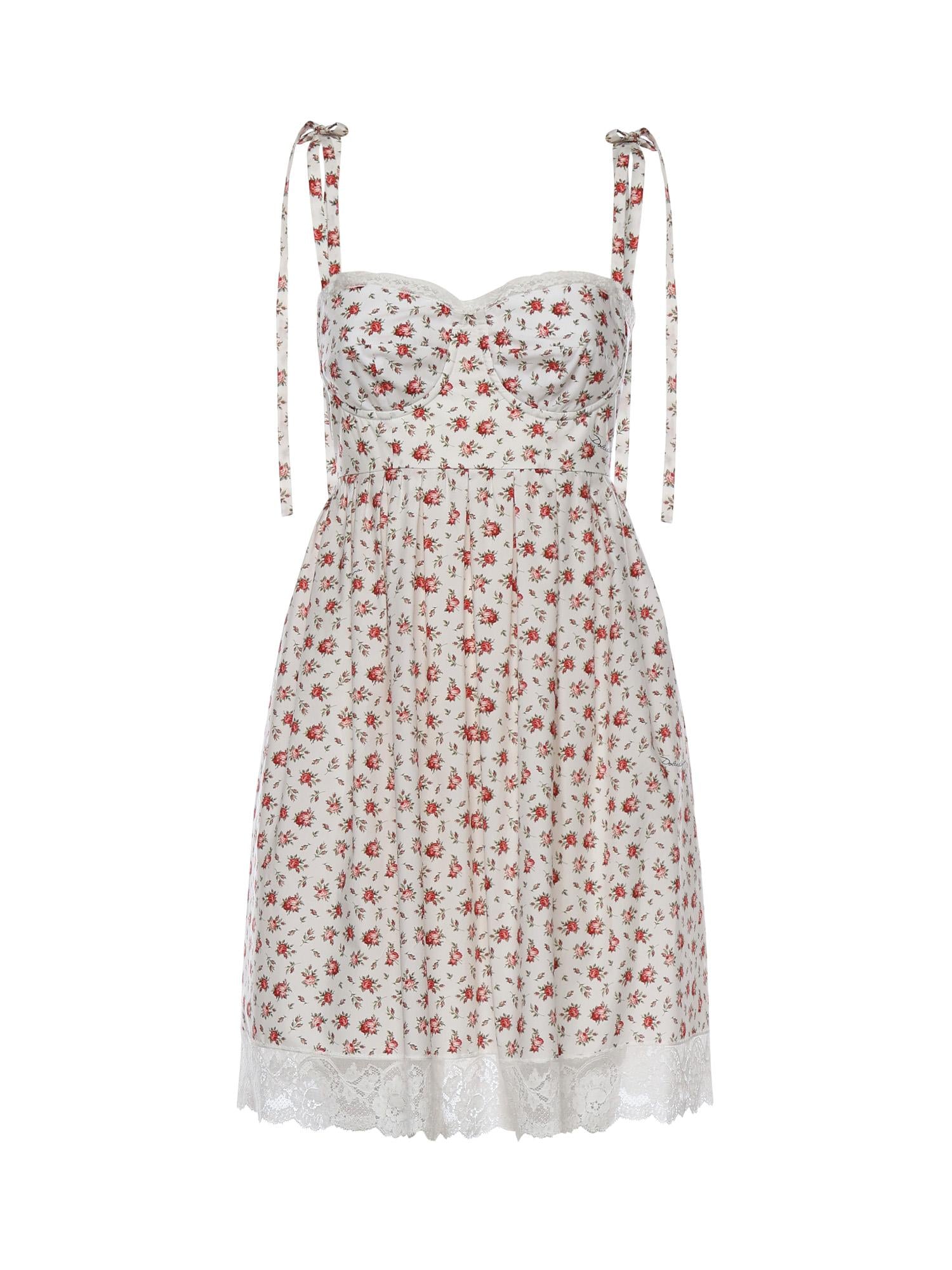 Abito corto in popeline stampa Roselline F60F9T HS5UBHA5XJ DOLCE & GABBANA 