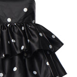 Abito corto a pois in raso con ruches 113901 1000 ROTATE 