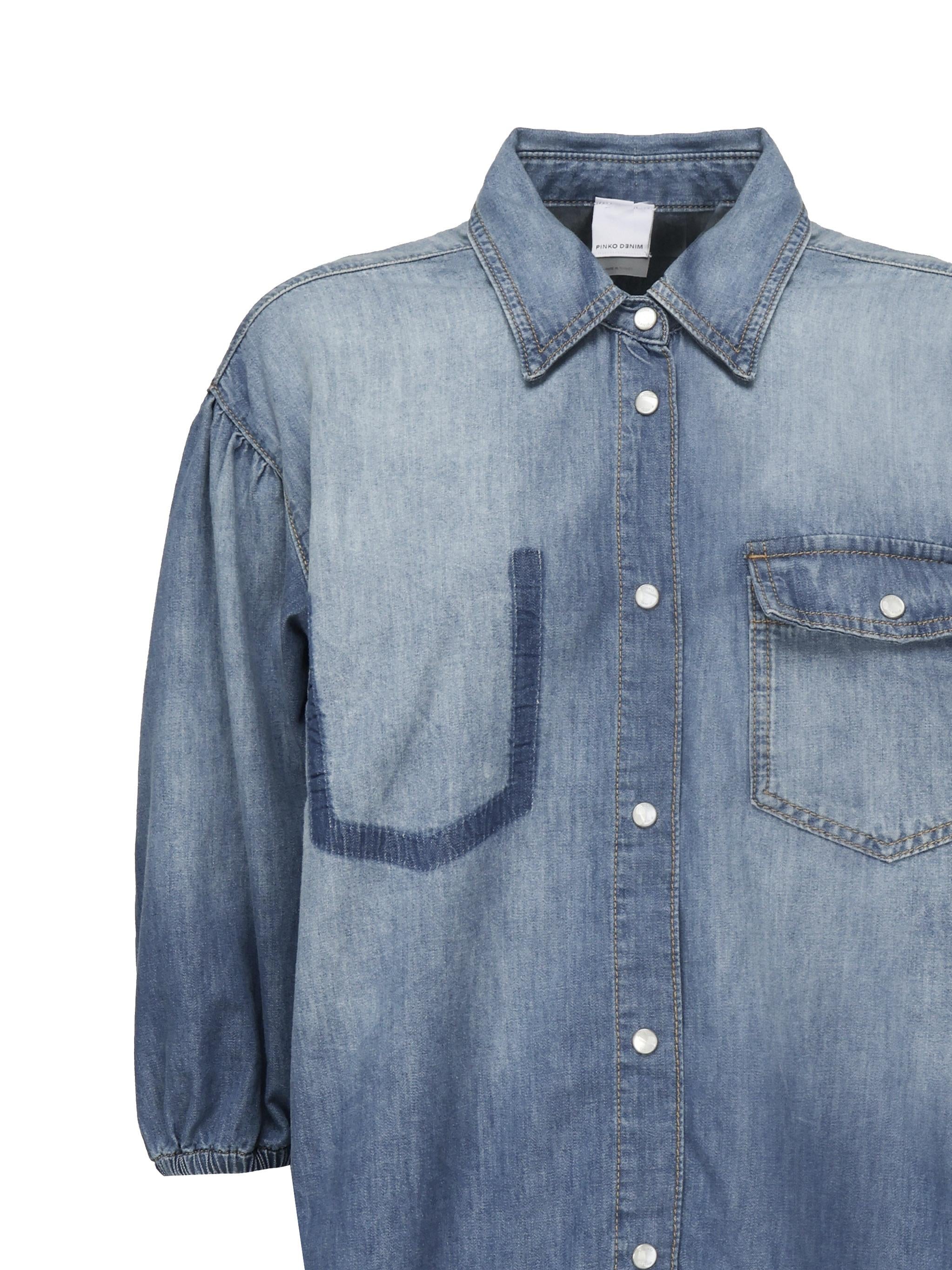 Camicia jeans maniche a tre quarti 104629 A2DTPJO PINKO 