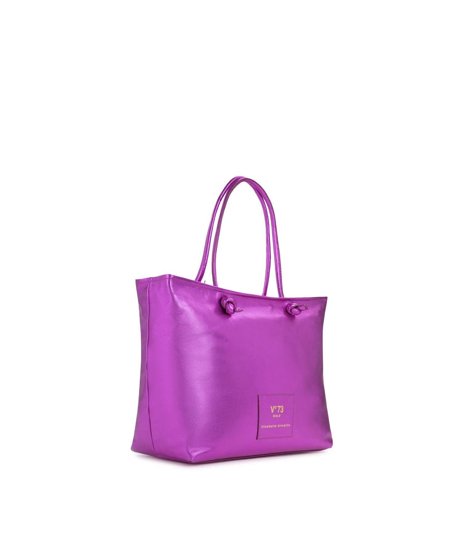 Borsa shopping in pelle con logo 73BP9VT01 LOLLI POPPOP PINK V° 73 