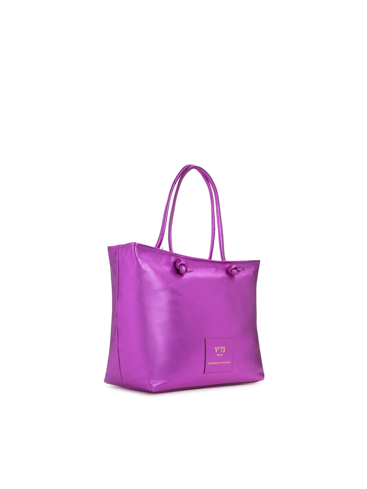 Borsa shopping in pelle con logo 73BP9VT01 LOLLI POPPOP PINK V° 73 