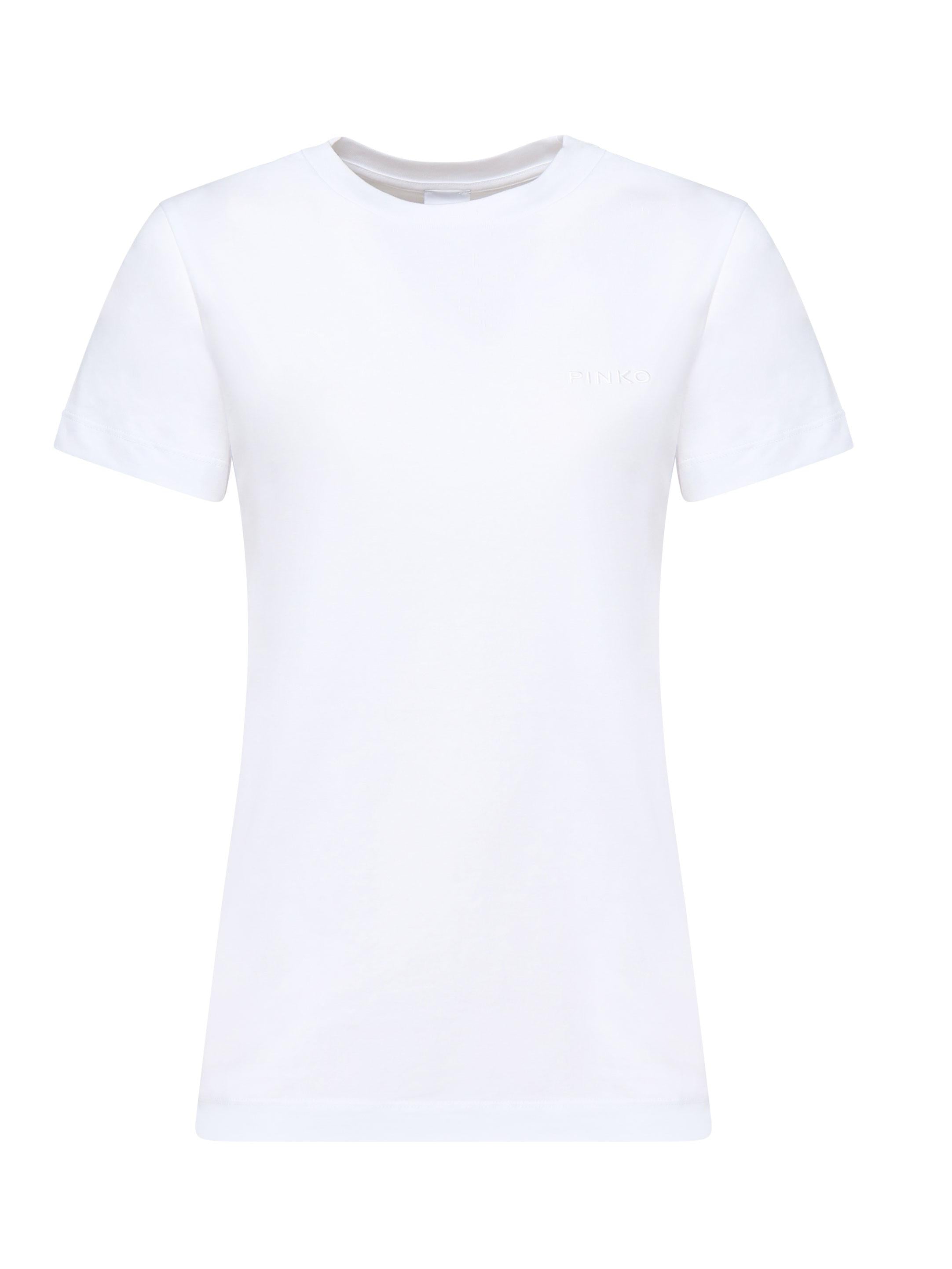T-shirt mezze maniche ricamo logo 101752 A2HNZ04 PINKO 