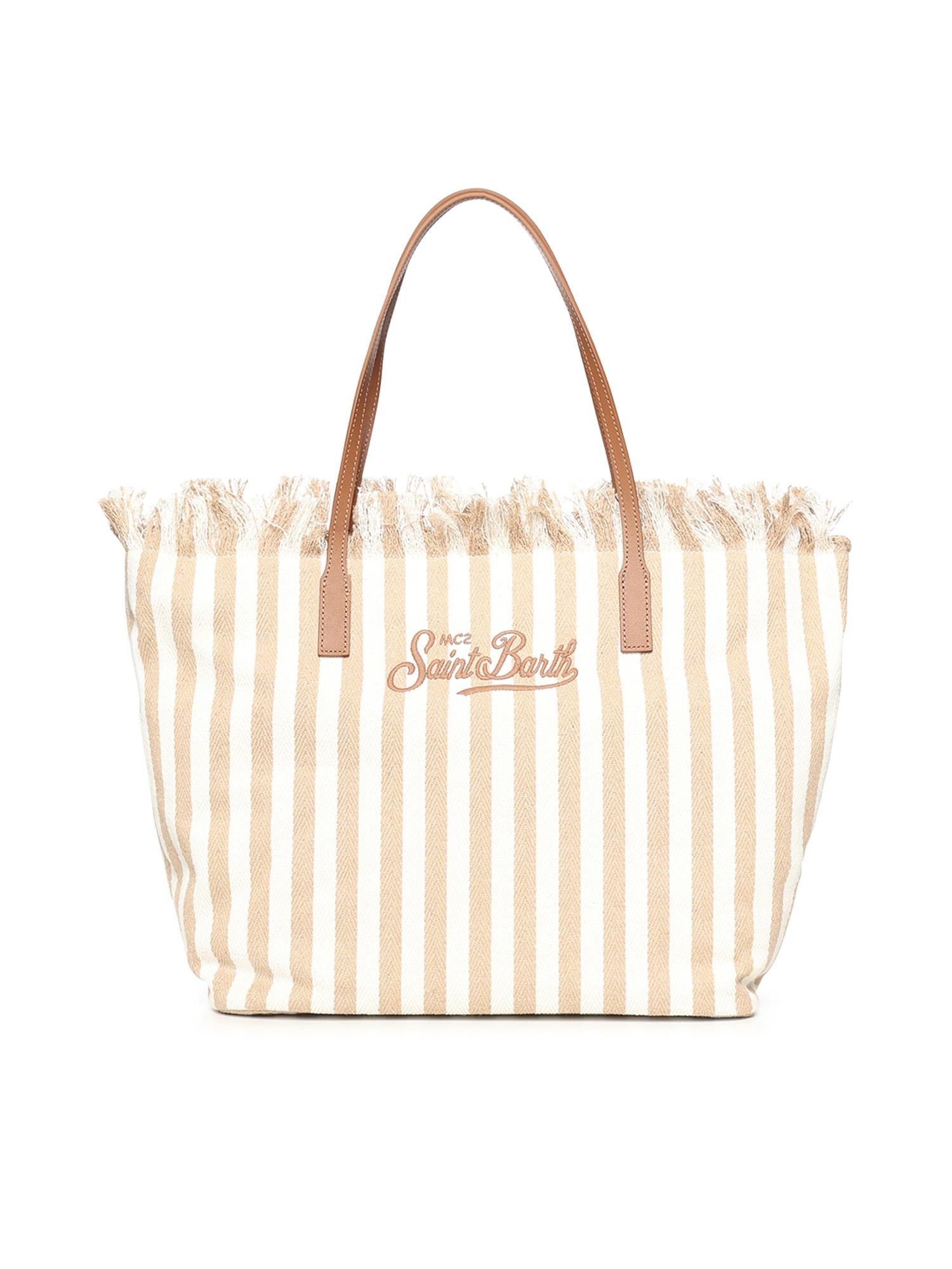 Borsa City in canvas a righe CBF0001 01763L MC2 SAINT BARTH 