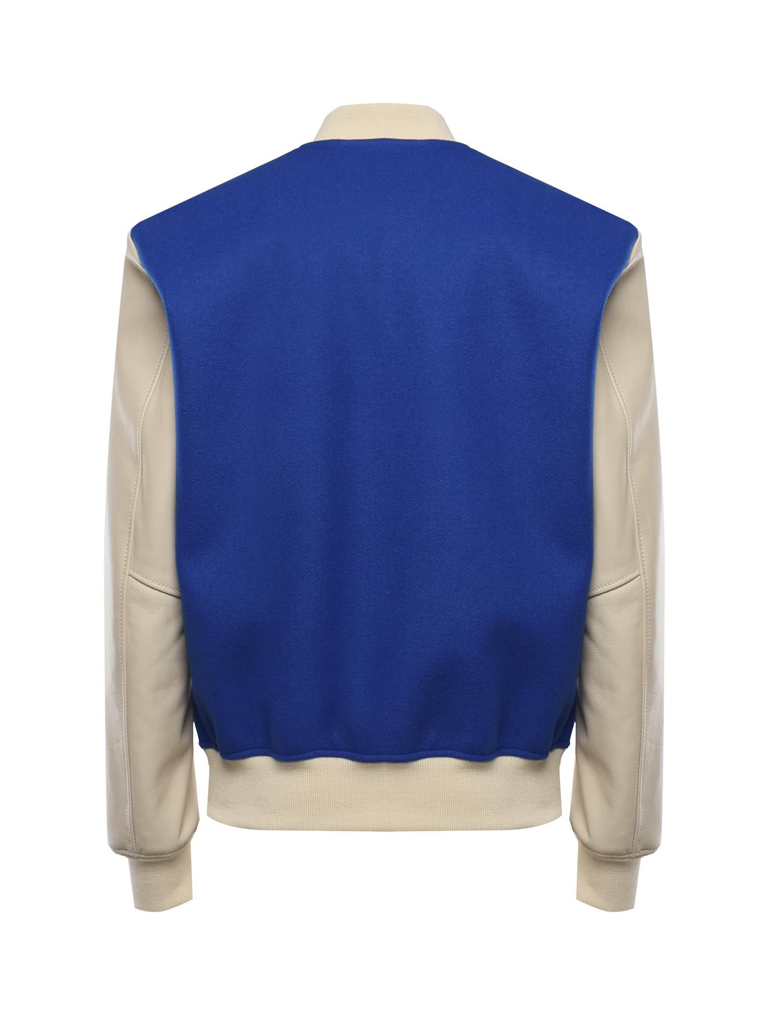 Bomber Varsity in nappa e tessuto VARSITY NAPPABLU GIULIANO GALIANO 