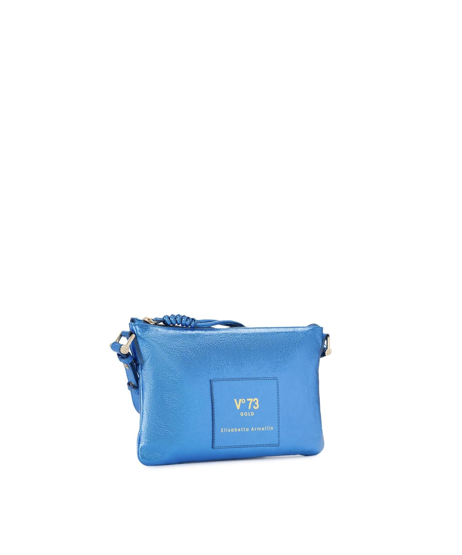 Borsa a tracolla in pelle con logo 73BP9VT03 LOLLI POPPOP BLUE V° 73 