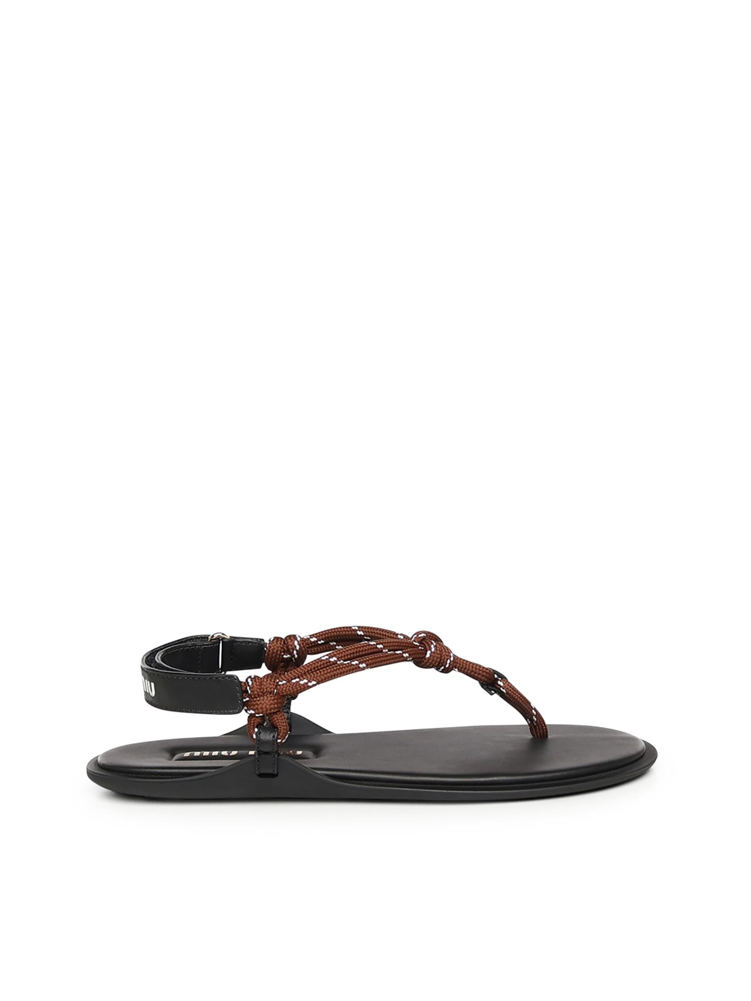 Sandali in pelle con cinturino in corda 5Y184E 3L74F0005 MIU MIU 