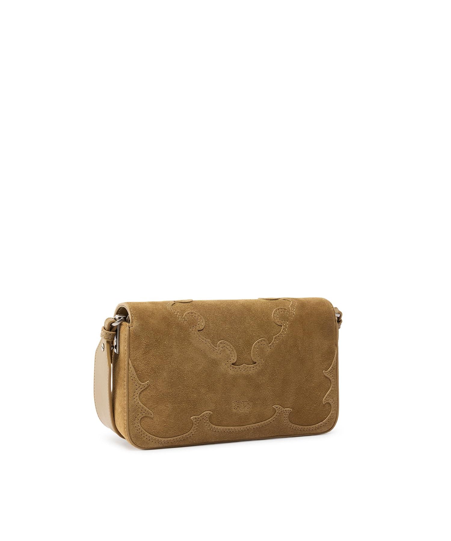 Borsa a spalla Mini Love Bag One Slouchy in suede con intarsi 106244 A0F6L22O PINKO 