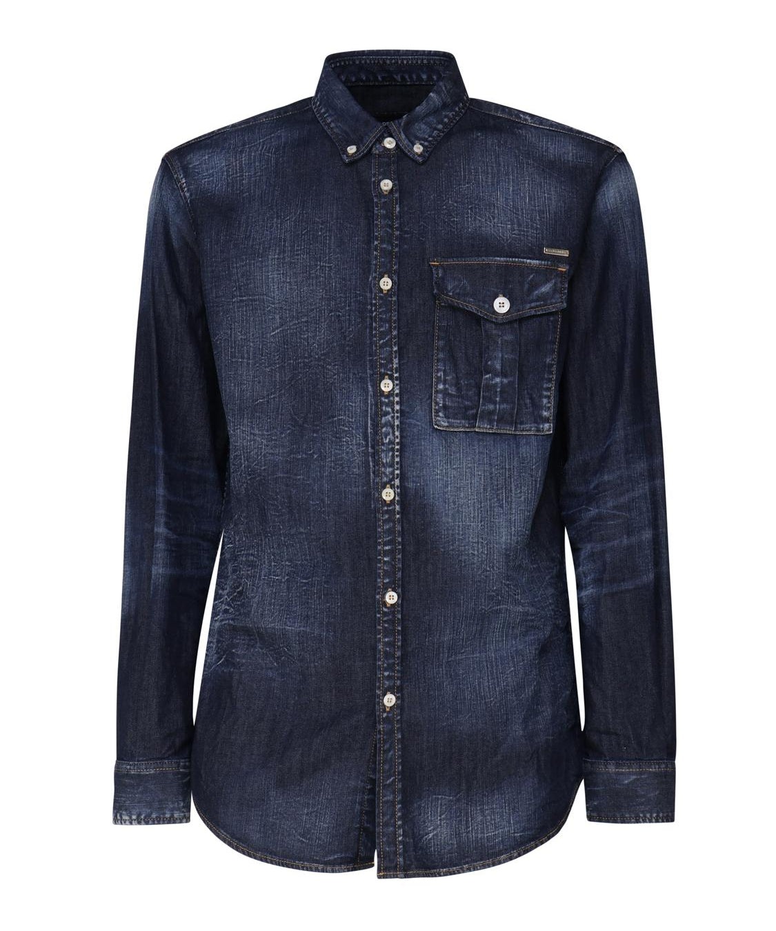 Camicia denim con placca logo S71DM0658 S30341470 DSQUARED2 