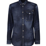 Camicia denim con placca logo S71DM0658 S30341470 DSQUARED2 