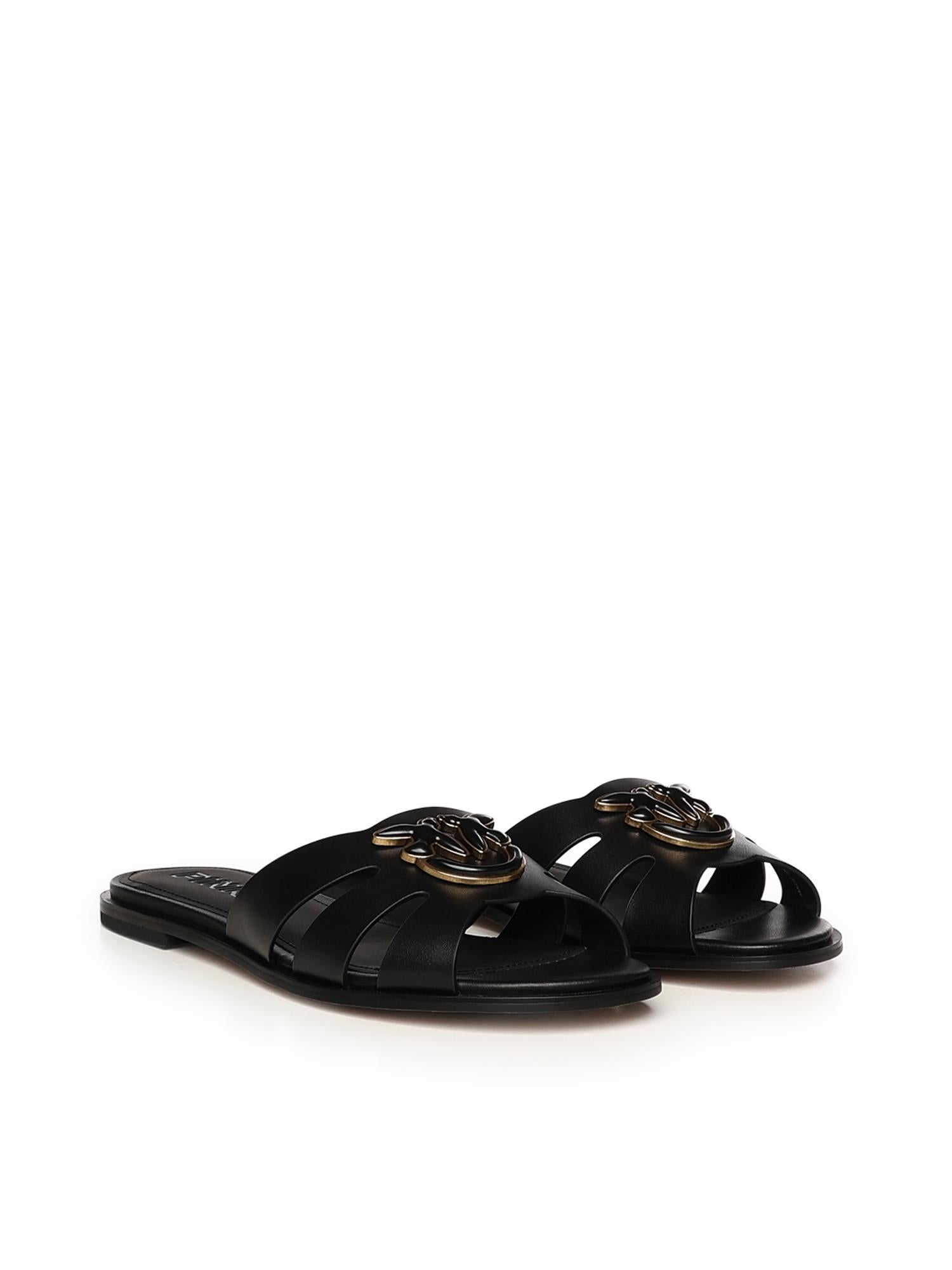 Slipper in pelle con logo SD0463 P001Z99 PINKO 