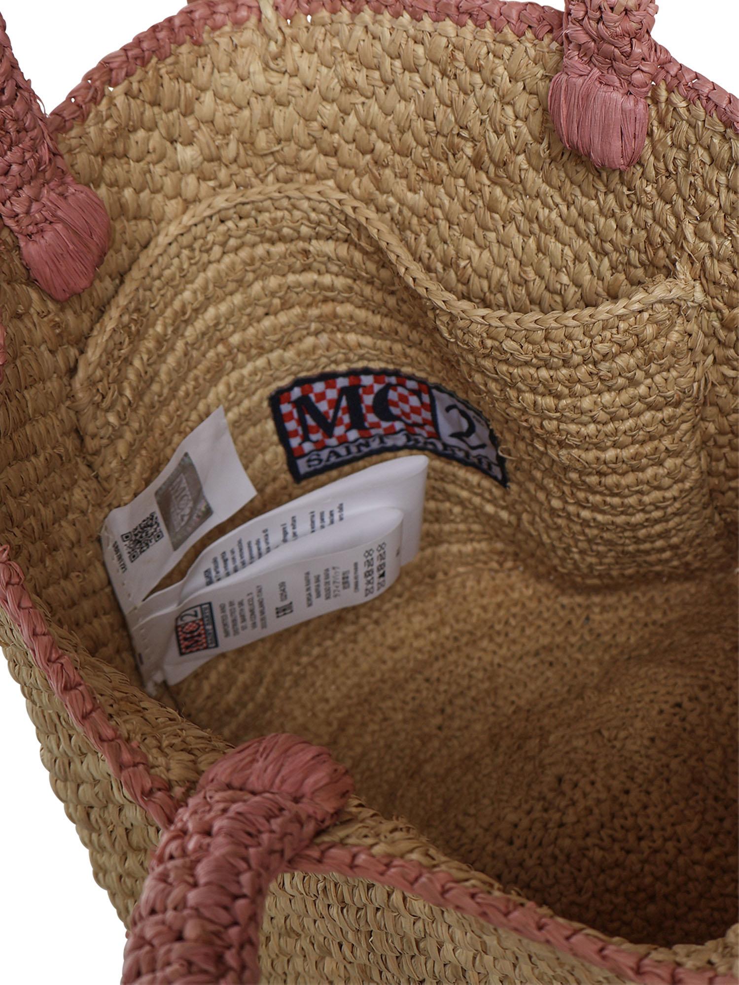 Borsa Marcy medium in raffia con logo MARR002 00415L MC2 SAINT BARTH 