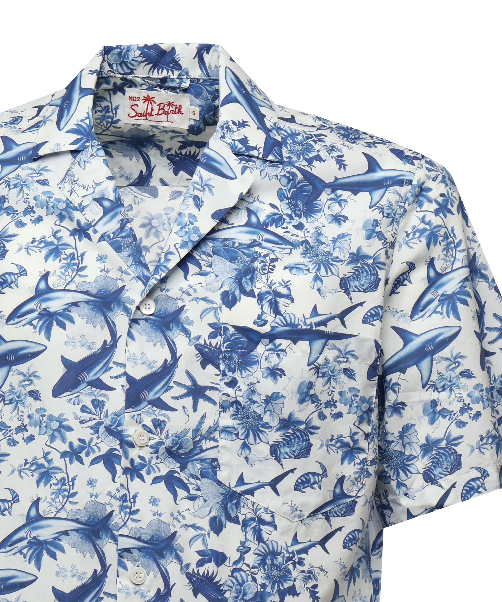 Camicia Kalea con stampa squali KALE001 01127H MC2 SAINT BARTH 
