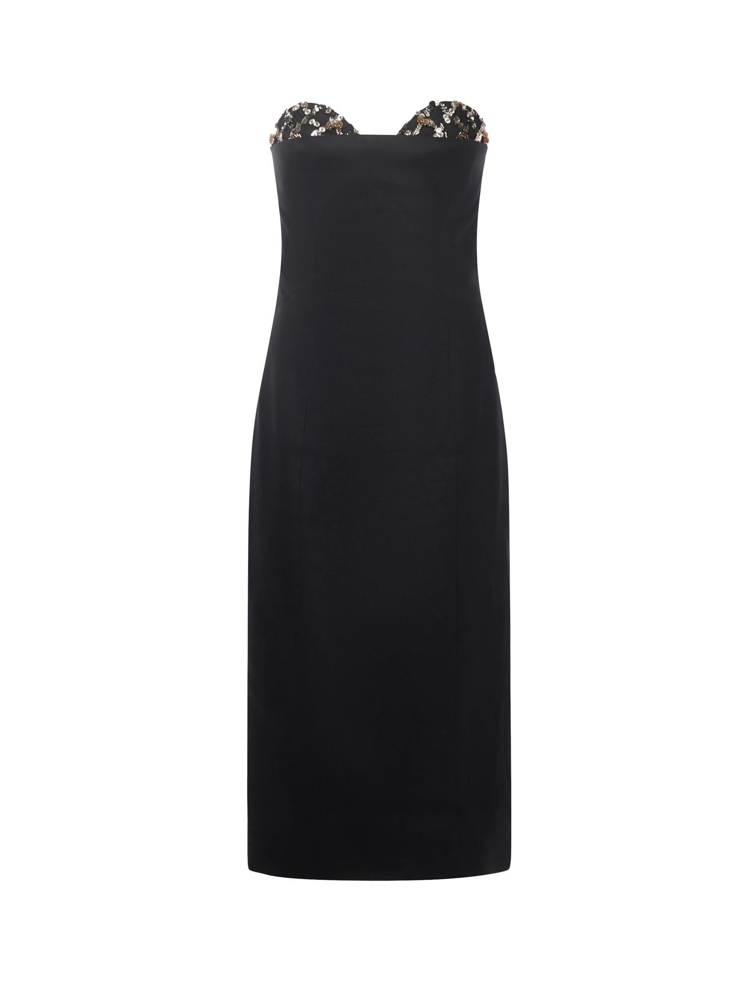 Abito midi con ricamo gioiello 79AJO473 N0278899 GENNY 