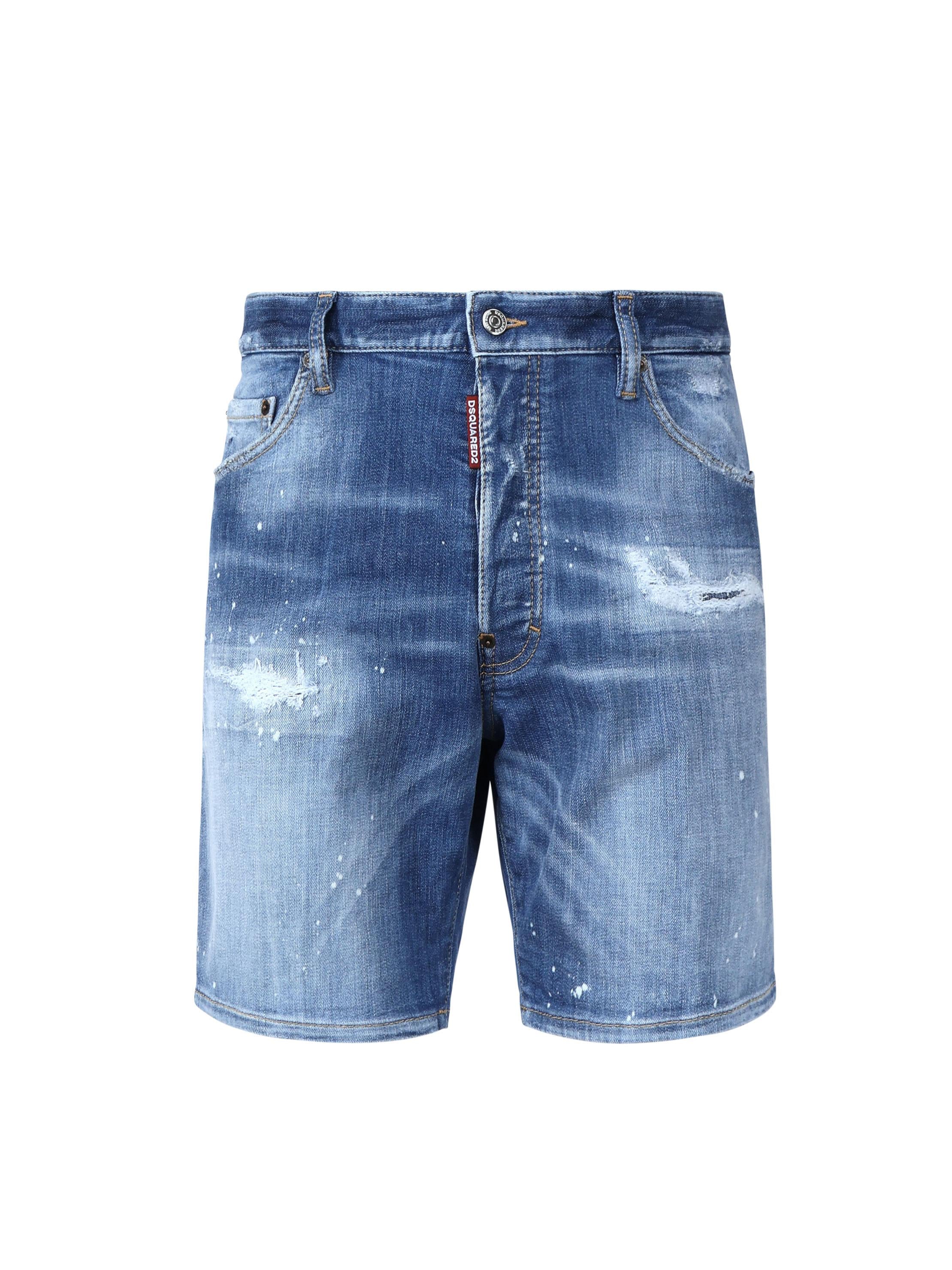 Shorts denim in cotone elasticizzato S74MU0881 S30872470 DSQUARED2 
