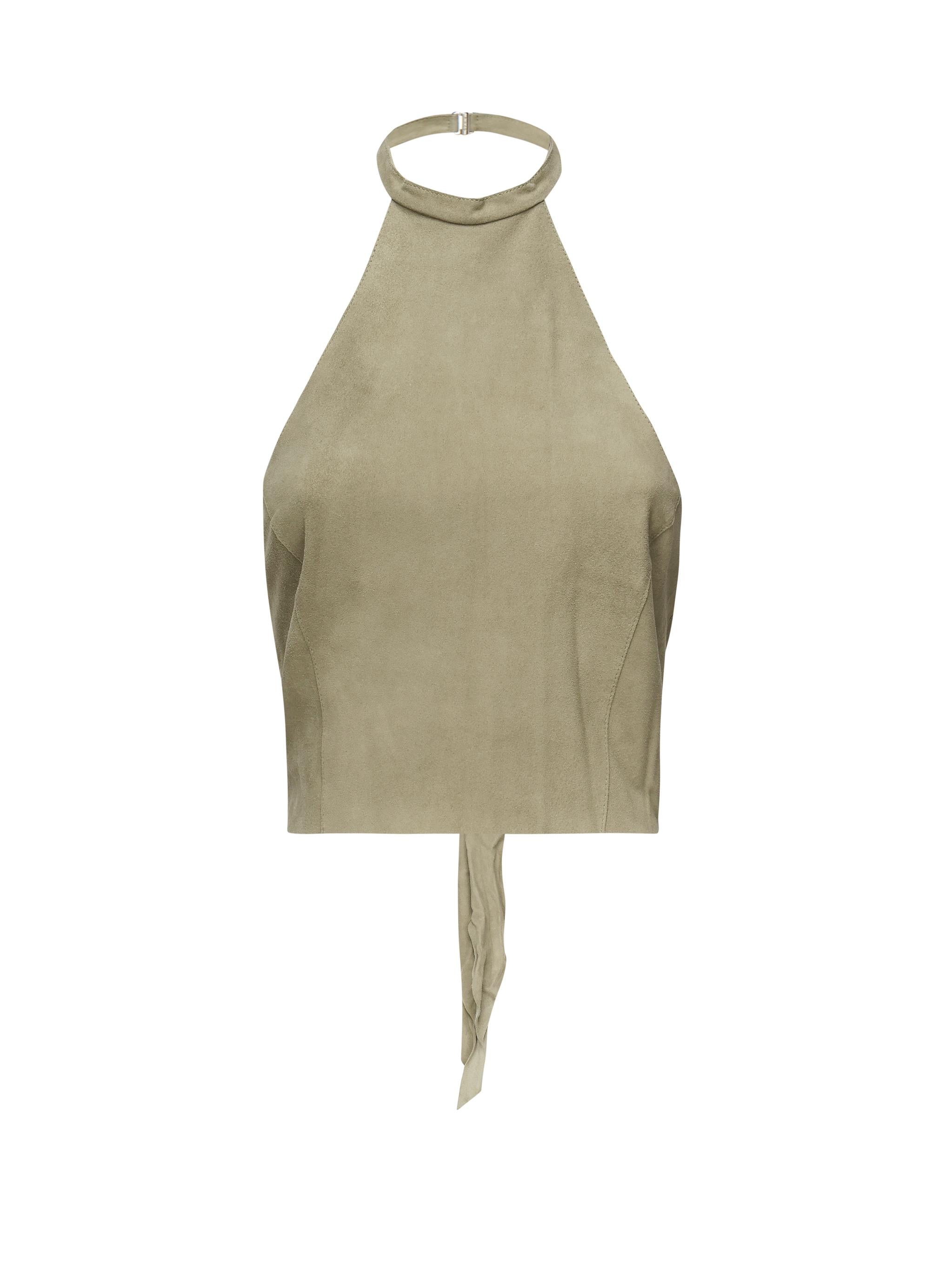 Top in suede con schiena scoperta 104724 A2EYXA3 PINKO 