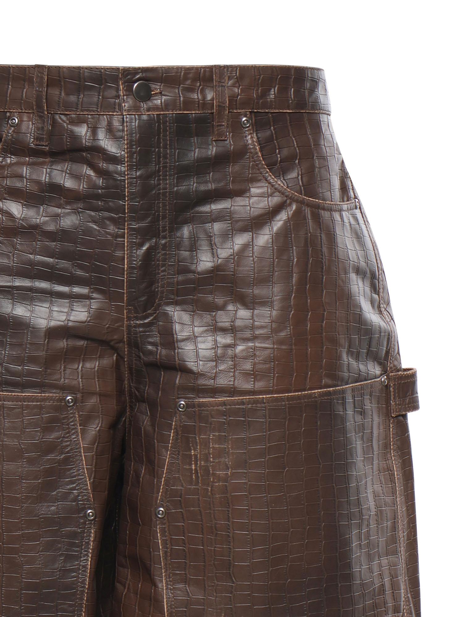 Shorts in pelle con stampa coccodrillo FOSS26SH01323 6322 FOUND 