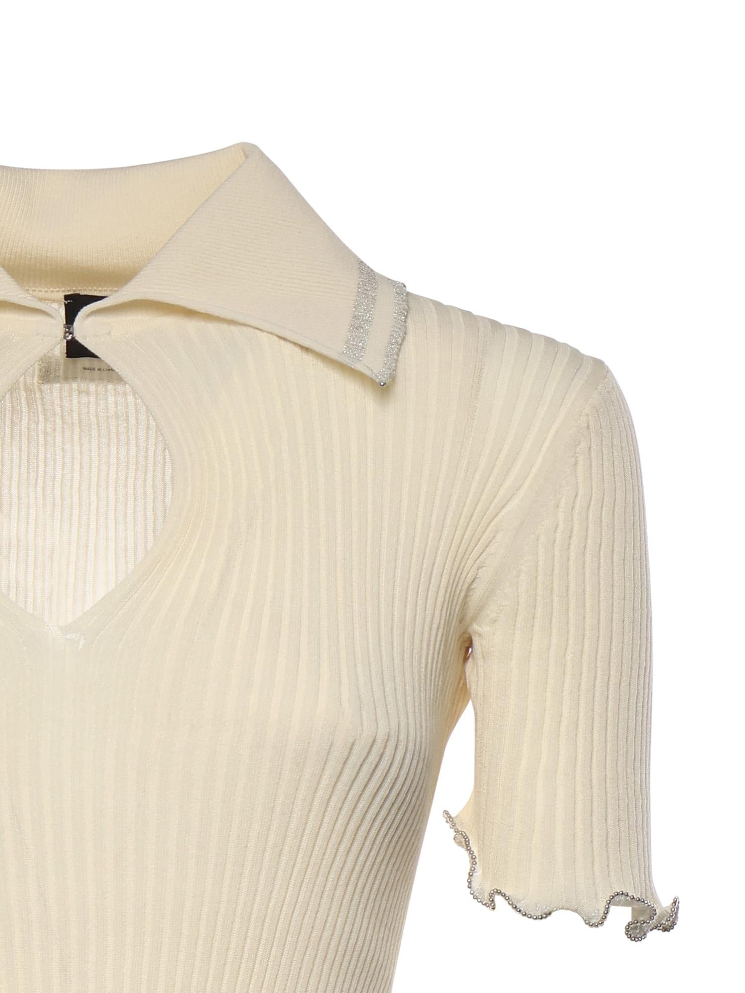 Maglia a costine con bordi gioiello 106287 A343C14 PINKO 