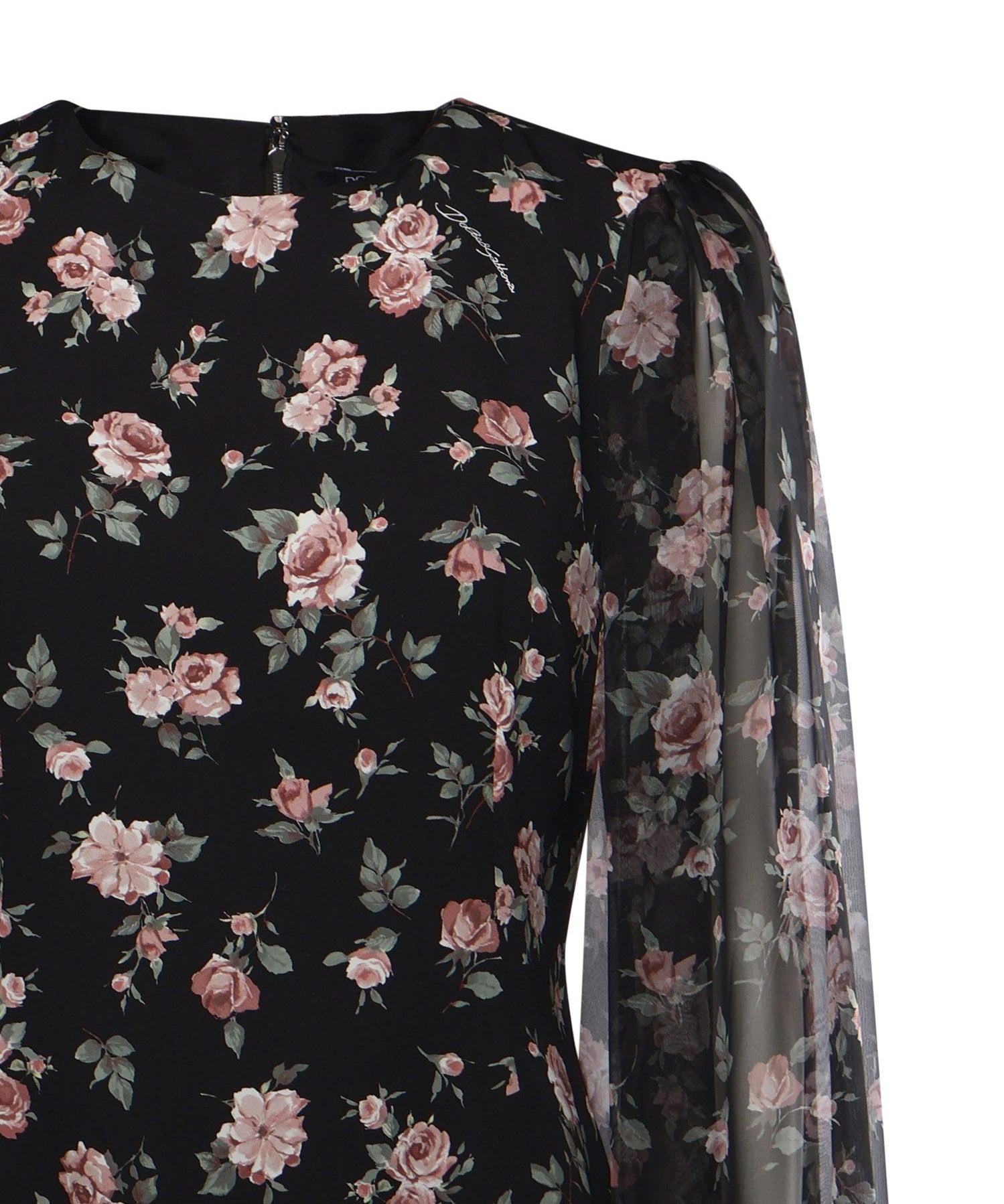 Abito in charmeuse stampa Rose vintage F611DT FSA8CHN5XQ DOLCE & GABBANA 