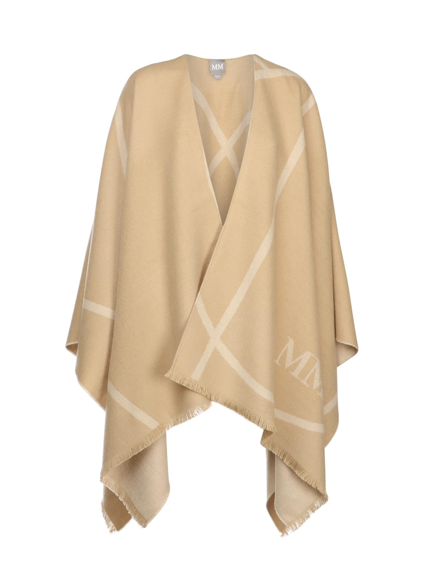 Mantella in lana con logo 2526546037600 002 MM Max Mara 