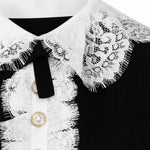 Top in maglia con colletto in pizzo PF26134T B SELF-PORTRAIT 