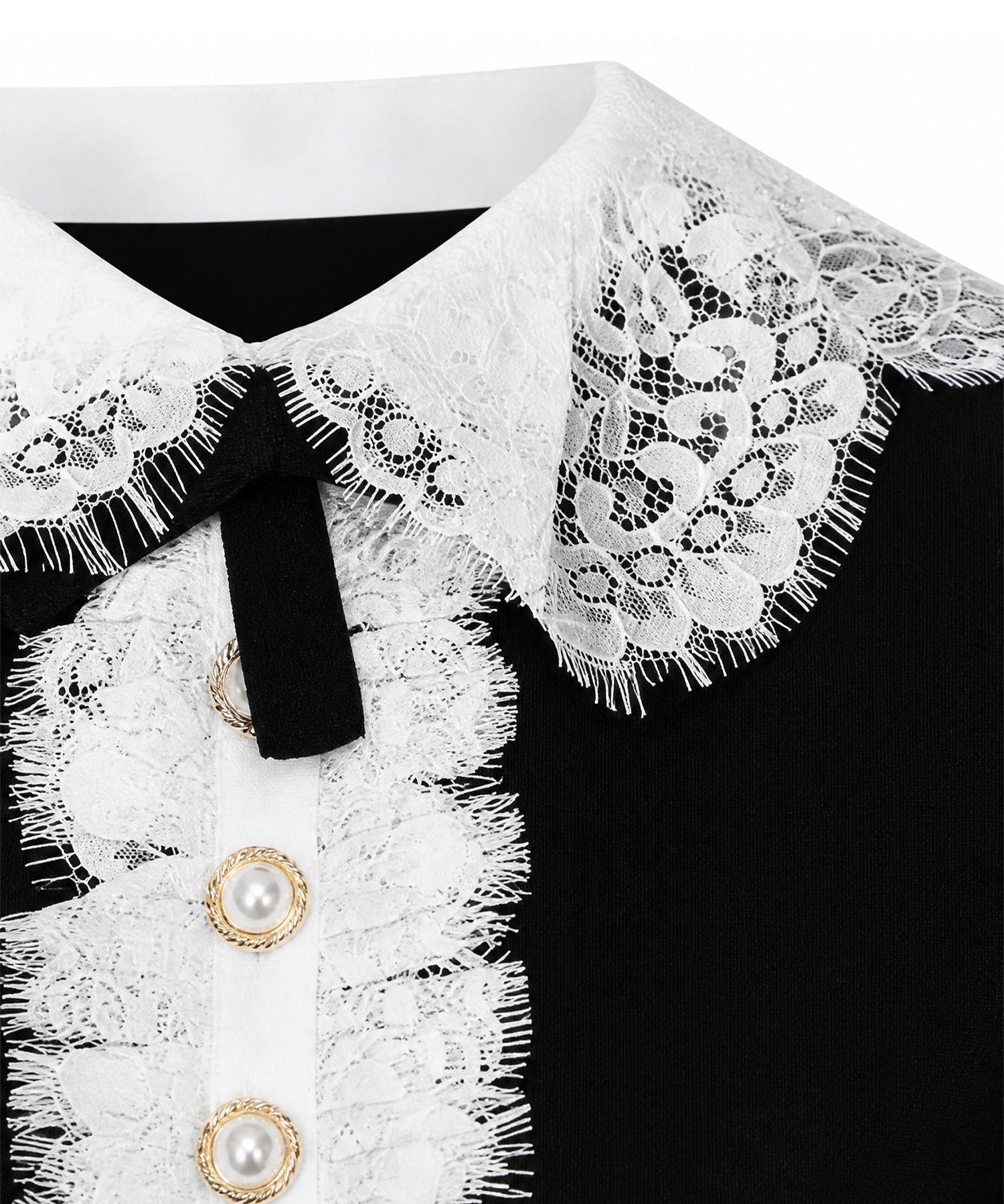 Top in maglia con colletto in pizzo PF26134T B SELF-PORTRAIT 