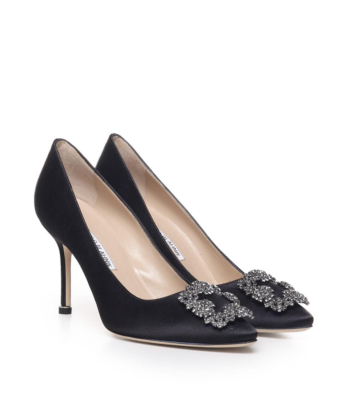 Décolleté con fibbia gioiello in raso 90mm HANGISI_FMC 9XX-0663-00400015 MANOLO BLAHNIK 