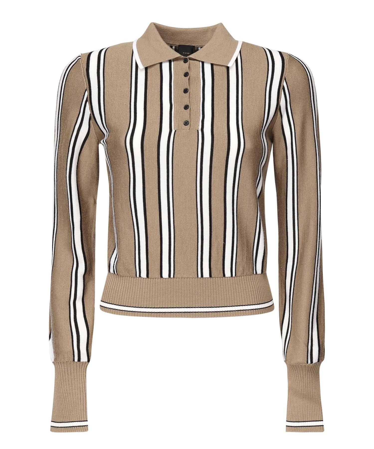 Maglia stile polo a righe 105809 A2UOL4Z PINKO 