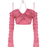 Top in maglia con ruches 2M446A -N0722 BLUMARINE 