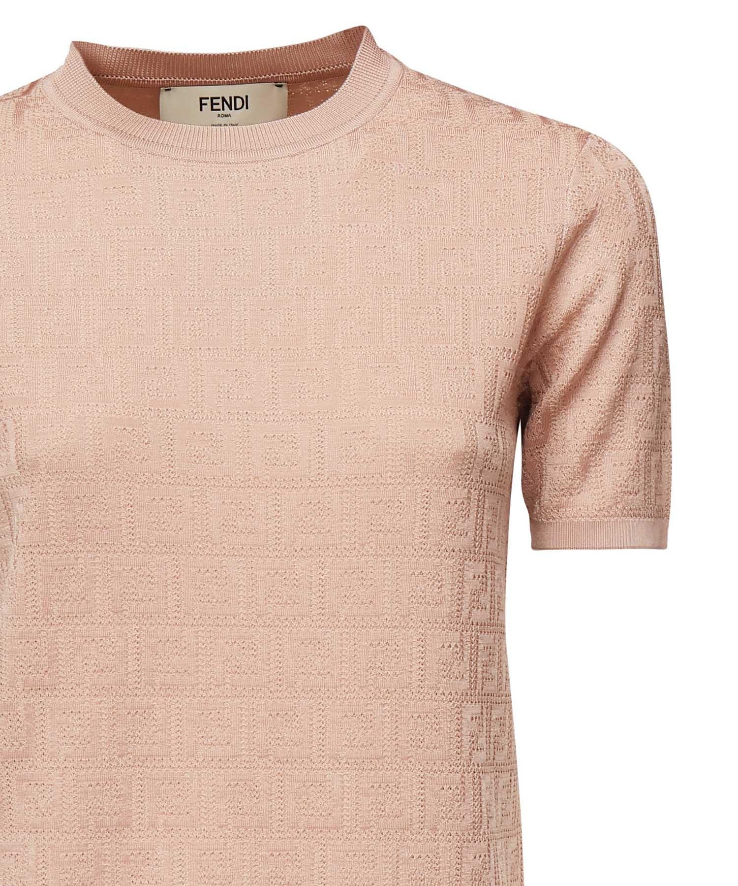 Maglia in cotone e viscosa FF jacquard FZXD57 AUZRF1SAU FENDI 