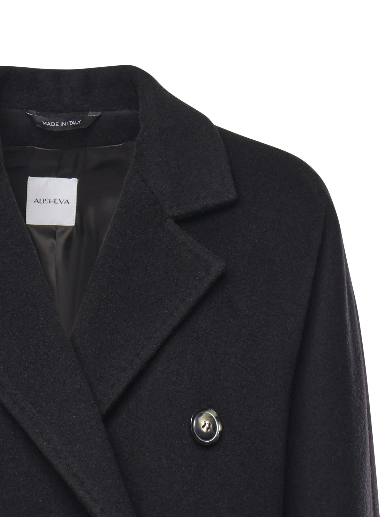 Cappotto double in lana e cashmere 26AL211 NERO ALISHEVA 