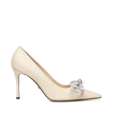 Décolleté in rafia con cristalli Double Bow R24S023095RAFNAT -1 MACH & MACH 