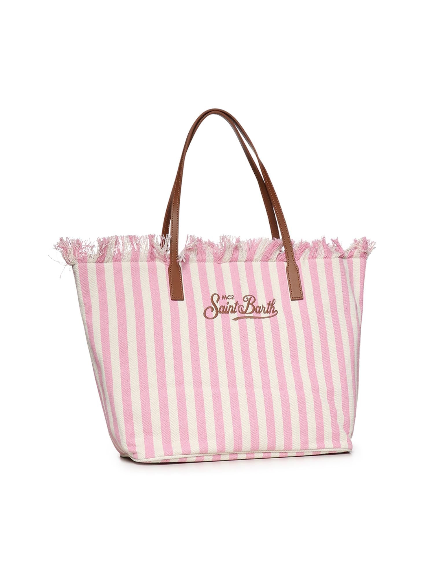 Borsa City in canvas a righe CBF0001 01764L MC2 SAINT BARTH 