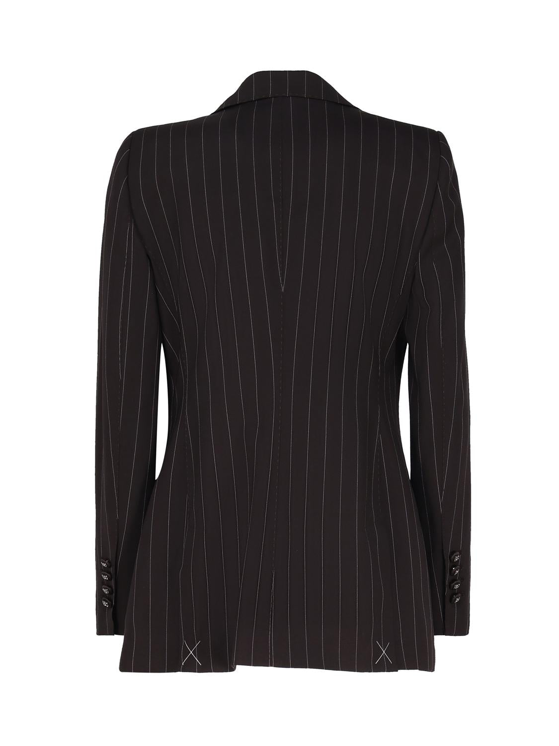 Giacca Turlington monopetto in gessato di lana F29WZT FRBC2S8053 DOLCE & GABBANA 