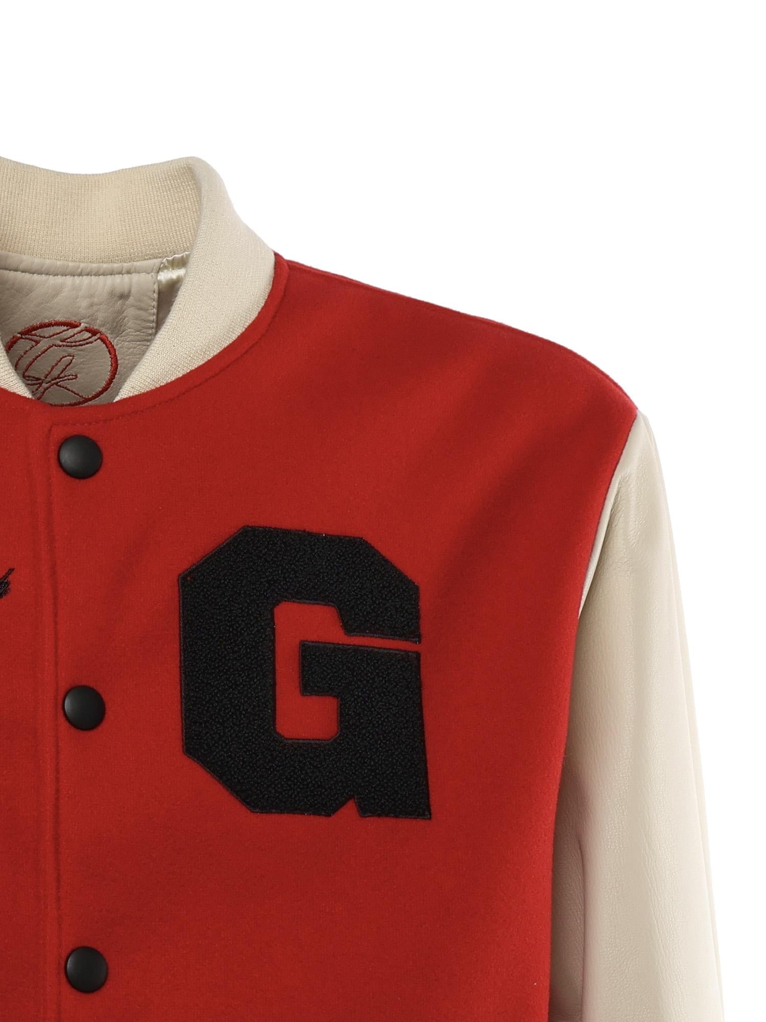 Bomber Varsity in nappa e tessuto VARSITY NAPPAROSSO GIULIANO GALIANO 