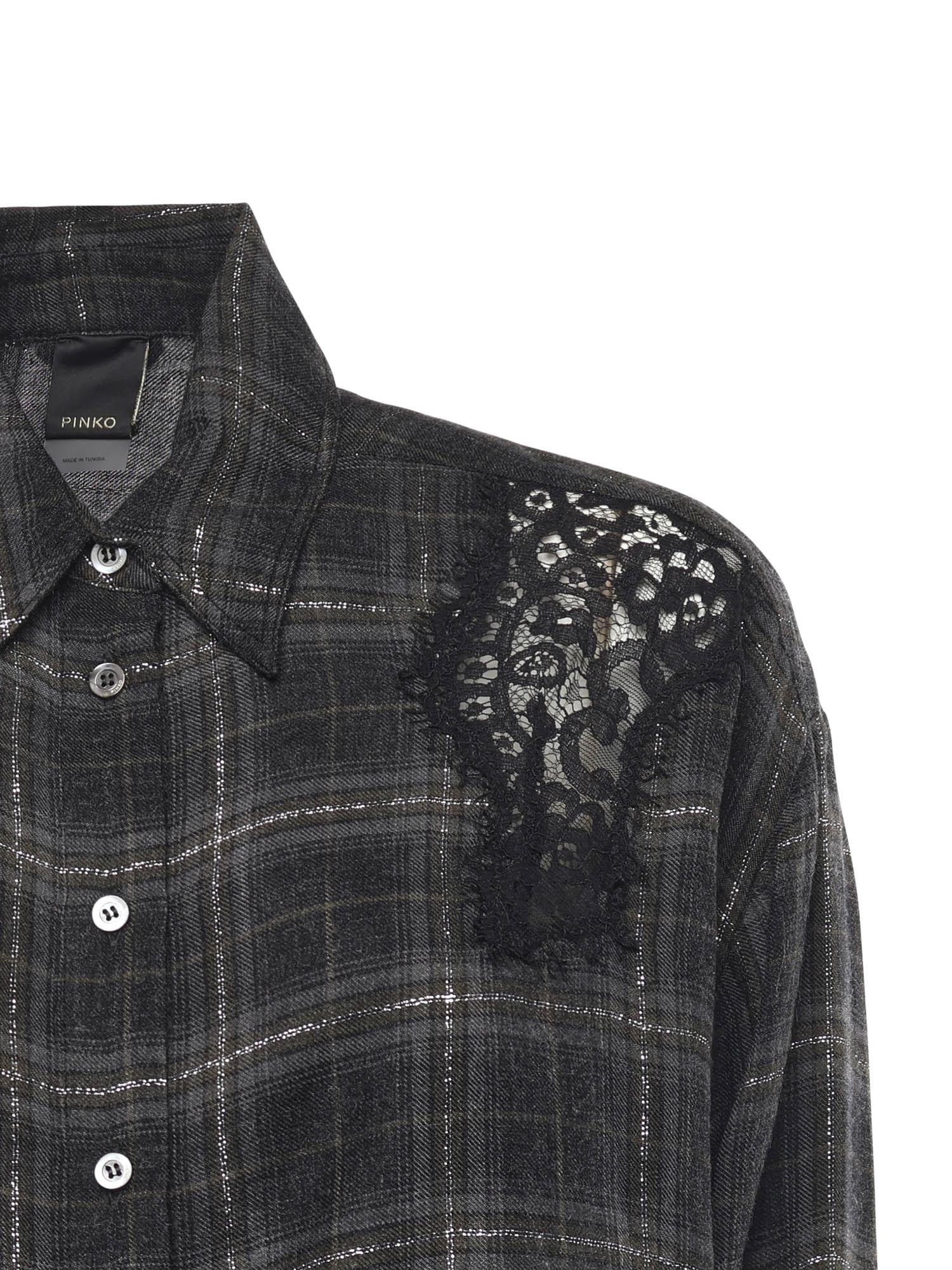 Camicia a quadri con pizzo 106109 A30DIK1 PINKO 