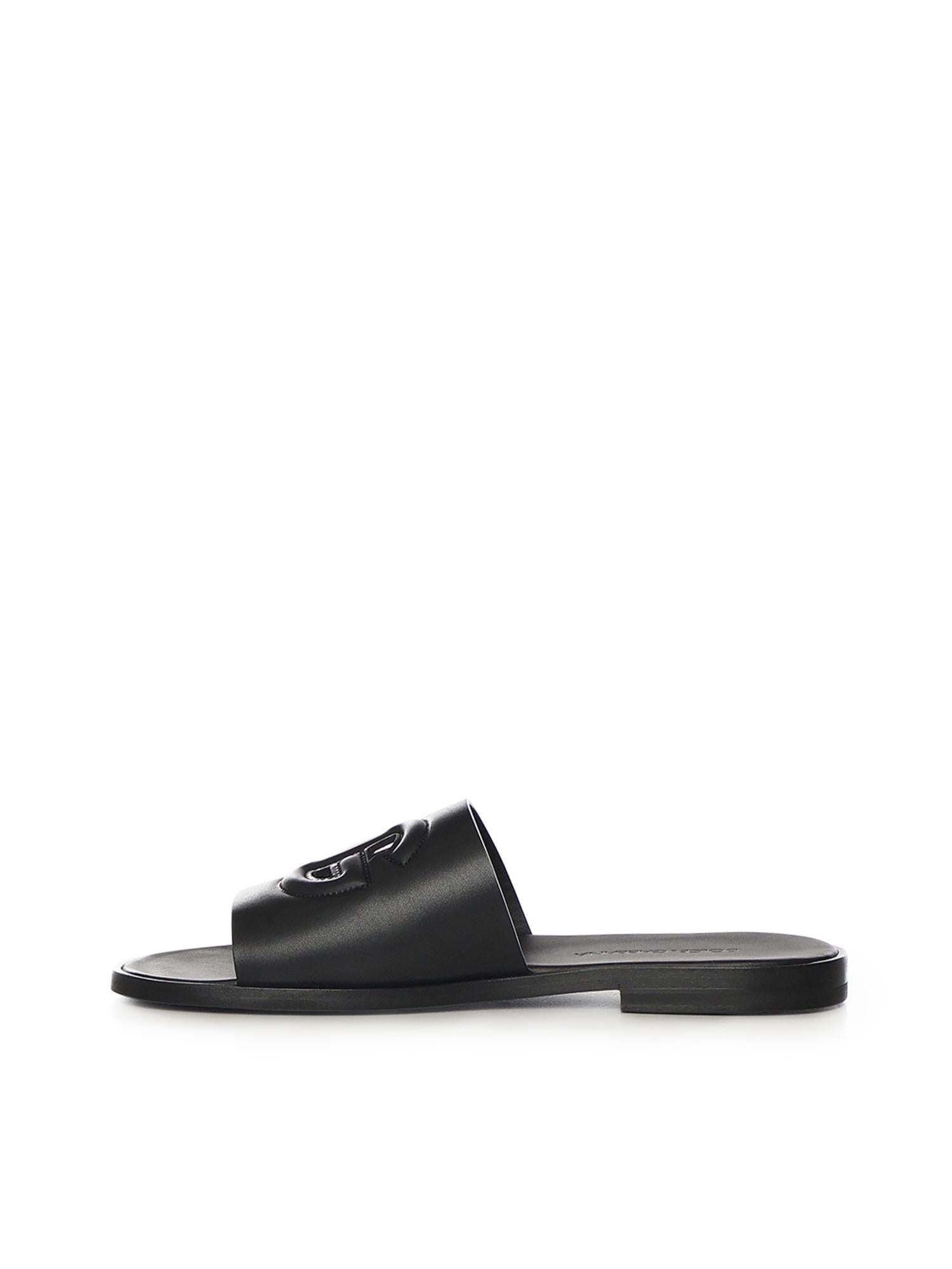 Slide in pelle con logo A80397 A036380999 DOLCE & GABBANA 