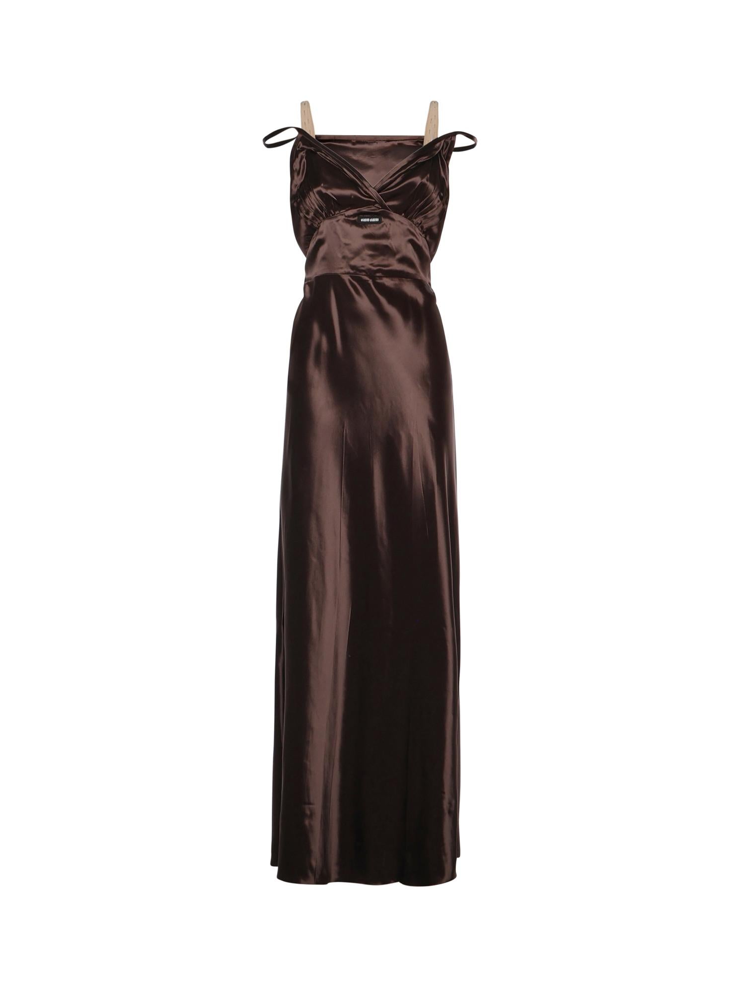 Abito lungo in satin MF6064 15ZCF0324 MIU MIU 