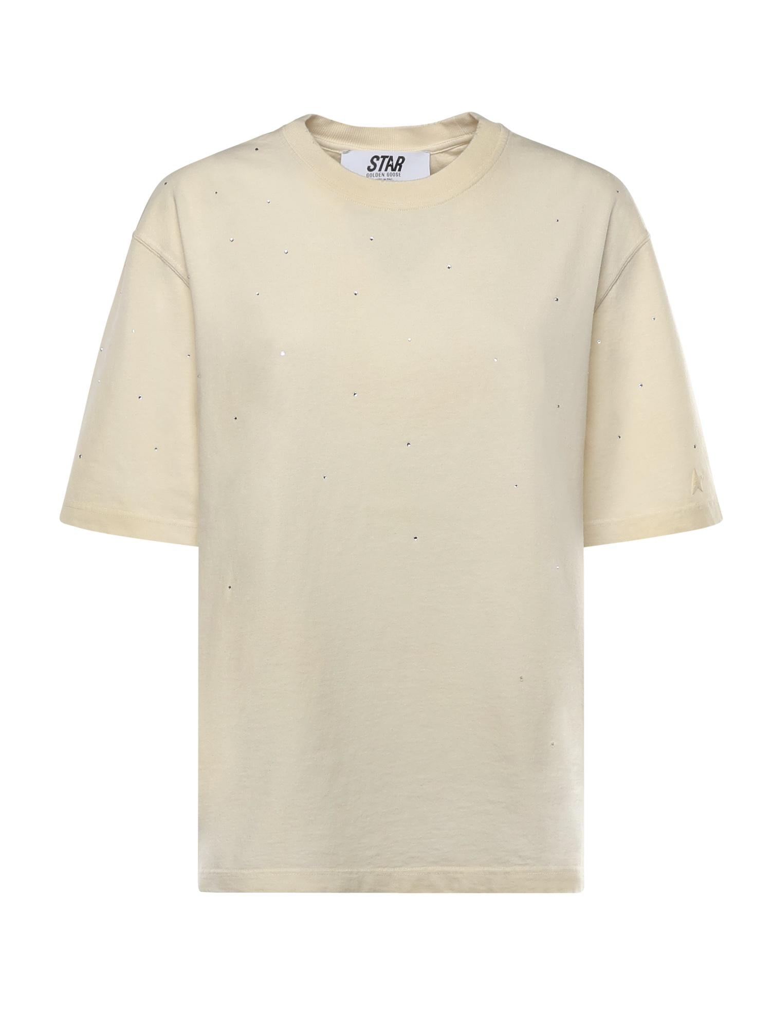 T-shirt Star in cotone con cristalli GUP01873 P00242111616 GOLDEN GOOSE 