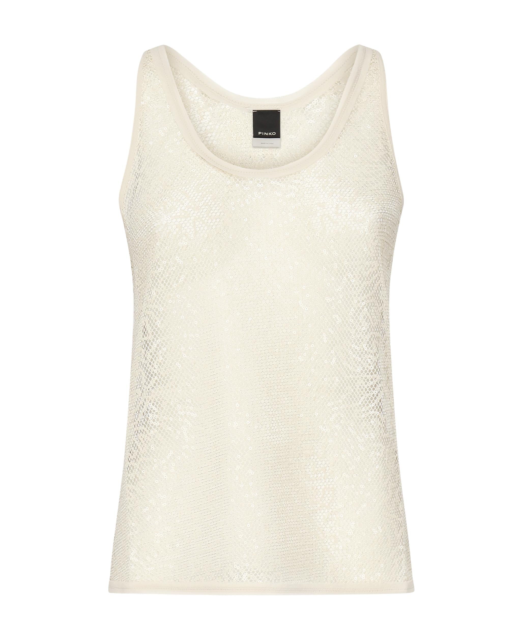 Canotta a rete con paillettes 104710 A2EXC03 PINKO 